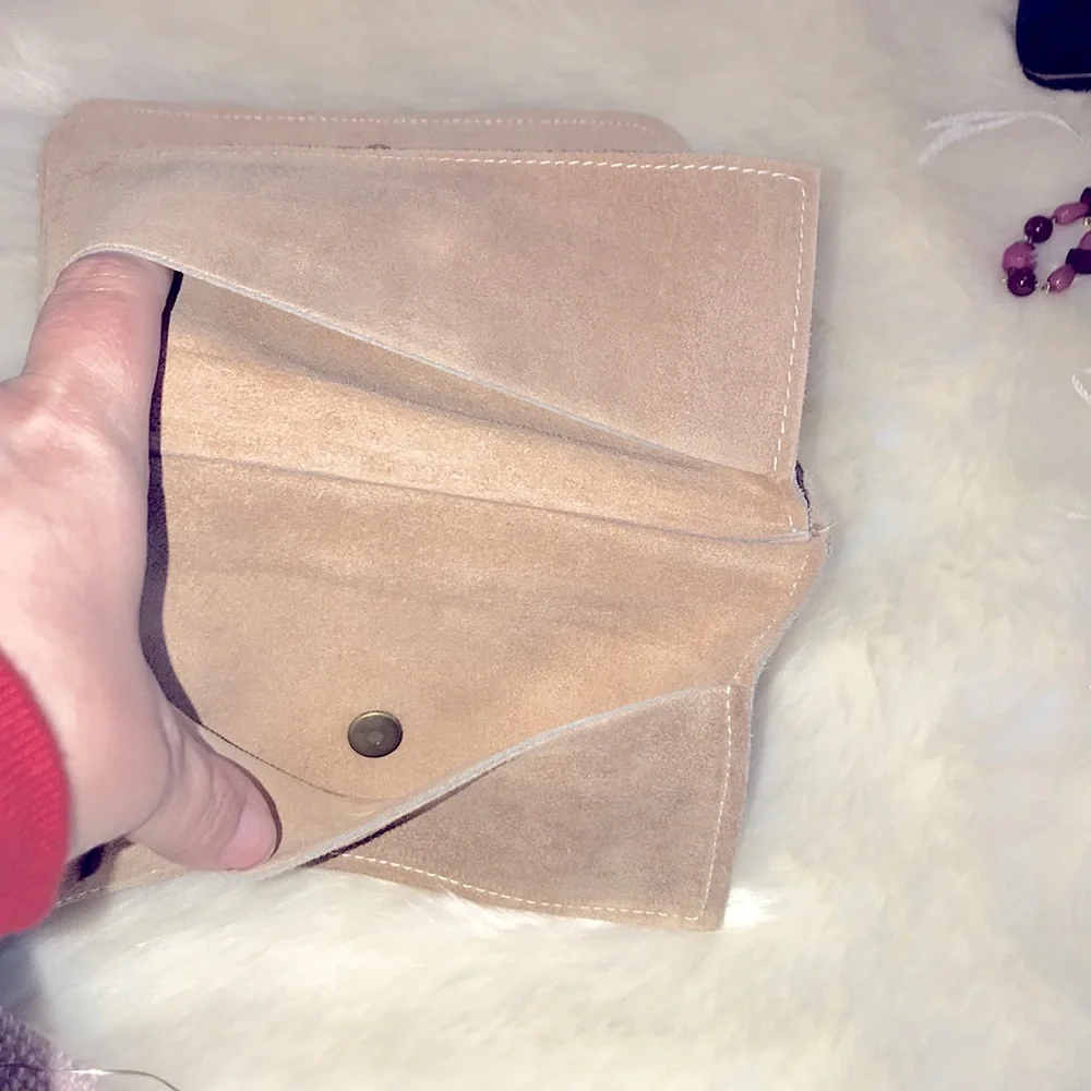 Butter Soft Leather Suede TriFold Wallet, Coin Pockets & Checkbook/Calendar